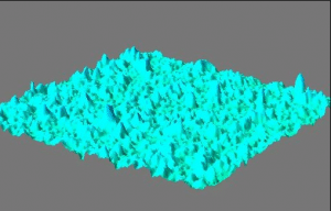 3-D representation of a plasma-coated cast metal strip surface