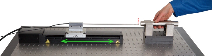 Novacam 4.6 mm diameter side-looking profilometer probe on motion stage about to measure the inside of a 15 mm ID metal tube.