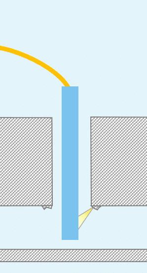 A backward slanted beam on Novacam custom oblique probe measures even burrs and other defects on undersides of rivet drill holes.