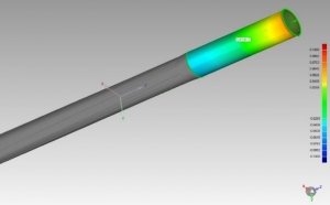 Cylinder deviation map shows the cylindricity of the rifle chamber.