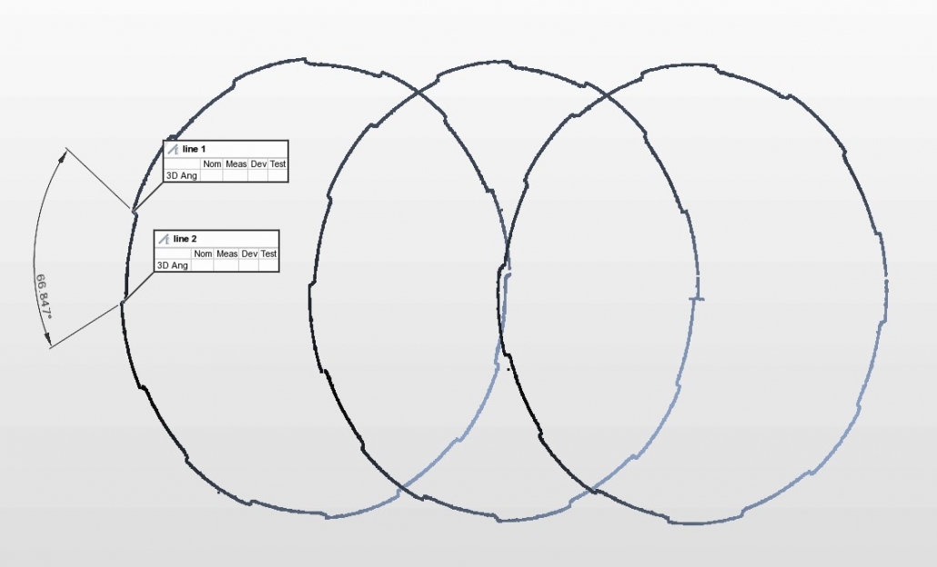 Measurement of flank angles (angles of walls between grooves and lands)